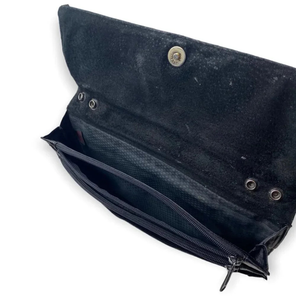 Vintage Black Eel Skin Clutch Made  in Korea - Picture 5 of 13